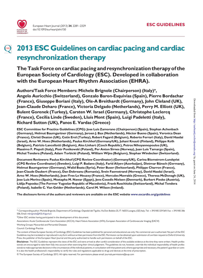 SFC - Recos ESC 2013 - Cardiac pacing and cardiac resynchronization therapy