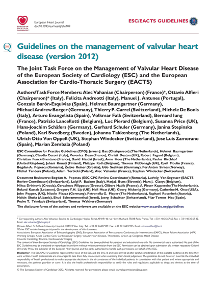 SFC - Recos ESC 2012 - Management of valvular heart disease