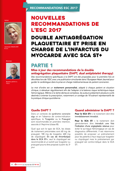 SFC - la double antiagrégation plaquettaire et Prise en charge de l’infarctus du myocarde avec SCA ST+ - Recommandations ESC 2017