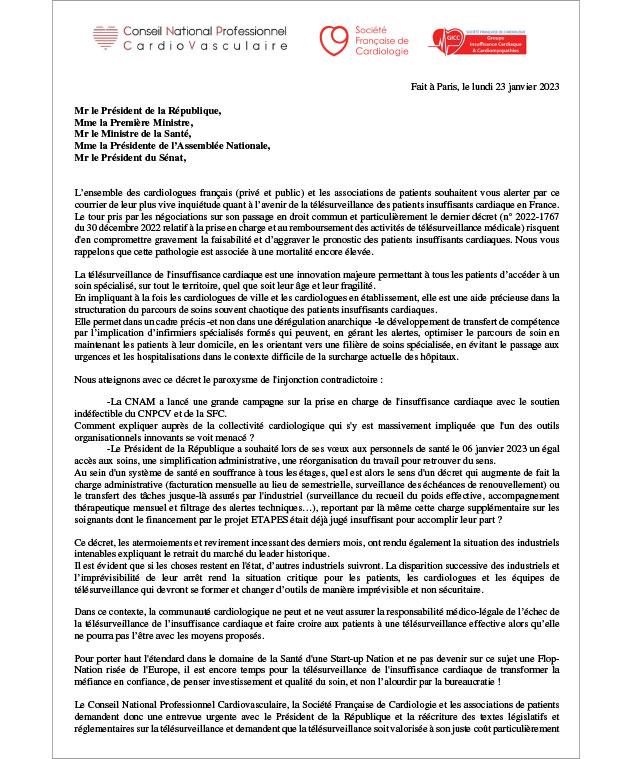 IMPORTANT : Lettre ouverte au Président de la République