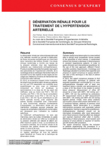 SFC - Recommandation SFHTA Dénervation rénale traitement hypertension