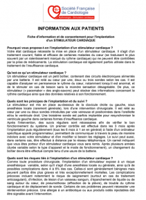 SFC - Informations et consentement Implantation stimulateur cardiaque