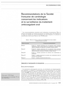 SFC - Recos Indications et surveillance du traitement anticoagulant oral 1997